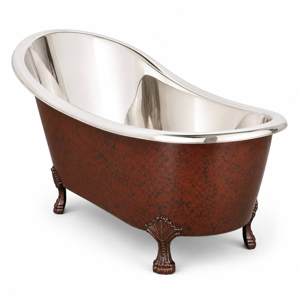 Victorian Copper Clawfoot Bathtub – Polished Nickel Interior