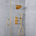 Richmond Unlacquered Brass Rain Shower System with Handheld