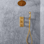 Richmond Unlacquered Brass Rain Shower System with Handheld