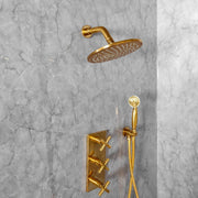 Richmond Unlacquered Brass Rain Shower System with Handheld