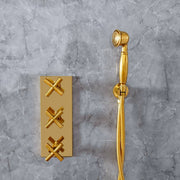 Richmond Unlacquered Brass Rain Shower System with Handheld