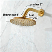 Richmond Unlacquered Brass Rain Shower System with Handheld