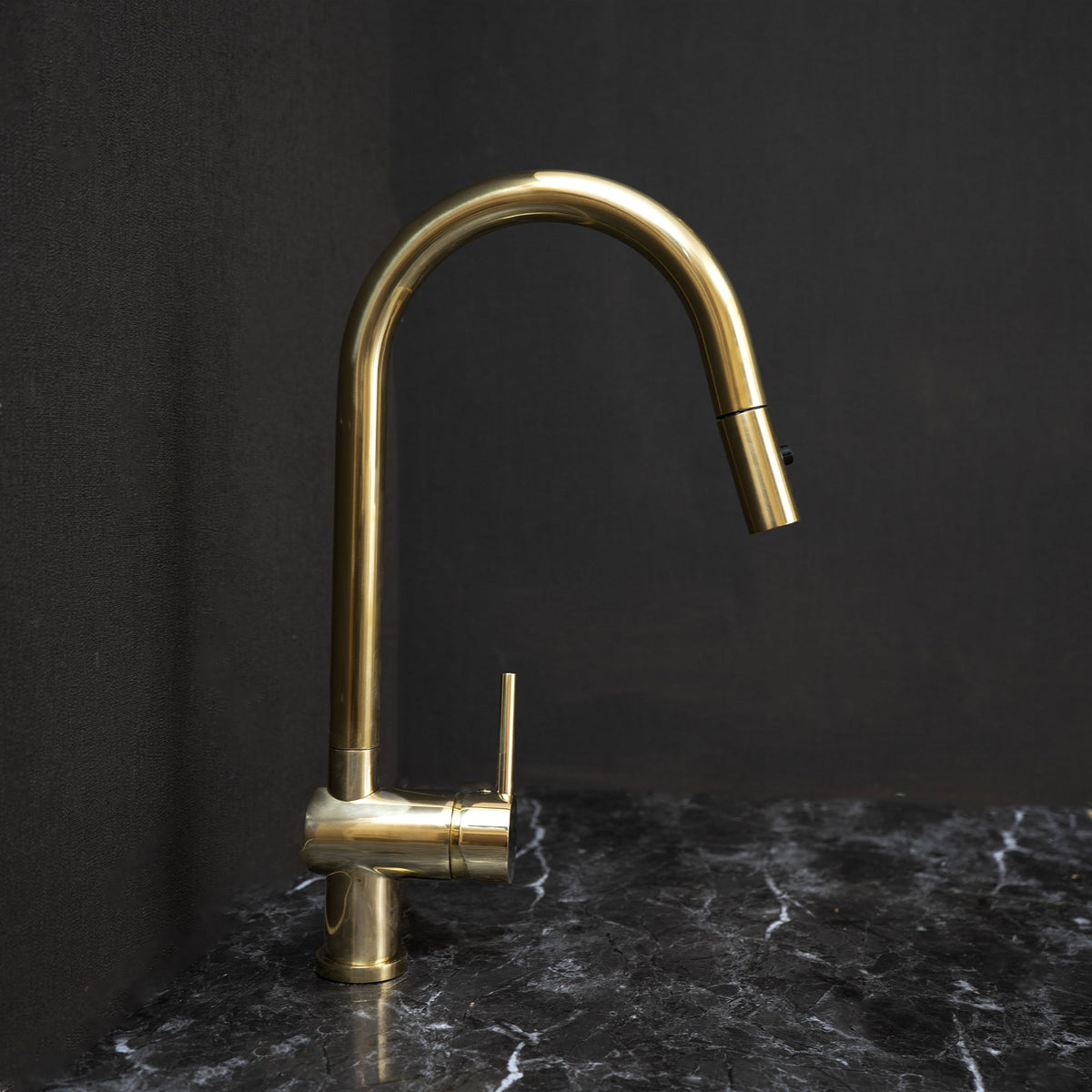 Unlacquered Brass Pull-Down Kitchen Faucet – Single Handle