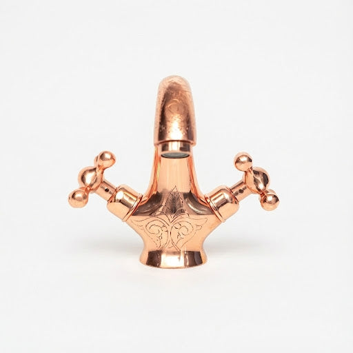 Hand-Engraved Copper Bathroom Faucet – Single Hole