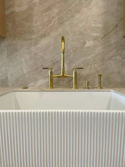 Unlacquered Brass Bridge Faucet with Side Sprayer