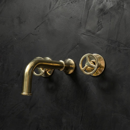 Wall-Mounted Brass Faucet – Lever Handle, 8-Inch Spout Reach