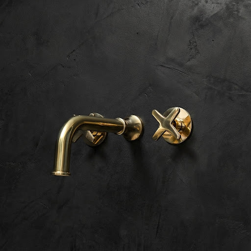 Antique Brass Wall-Mount Faucet – Traditional Lever Handles