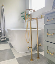Unlacquered Brass Freestanding Tub Filler – Floor or Wall Mount