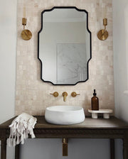 Unlacquered Brass Wall-Mount Bathroom Faucet – Lever Handle