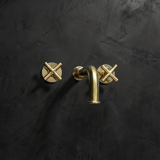 Handcrafted Brass Wall-Mount Faucet – Lever Handle Set