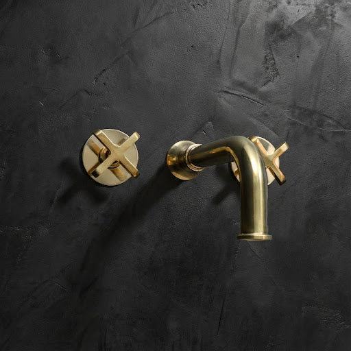 Solid Brass Wall-Mount Faucet – Classic Lever Design
