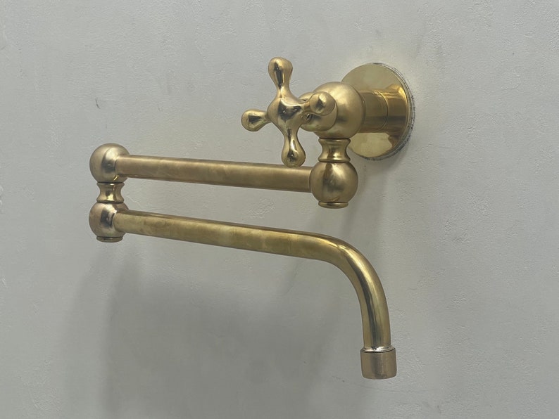 Unlacquered Brass Pot Filler – Cross Handles