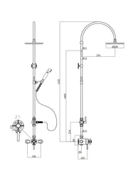 Unlacquered Brass Thermostatic Shower Valve – Dual Control Exposed