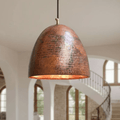 Hammered Copper Pendant – Rustic Dome Light for Farmhouse Kitchens