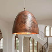 Hammered Copper Pendant – Rustic Dome Light for Farmhouse Kitchens