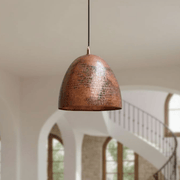 Hammered Copper Pendant – Rustic Dome Light for Farmhouse Kitchens