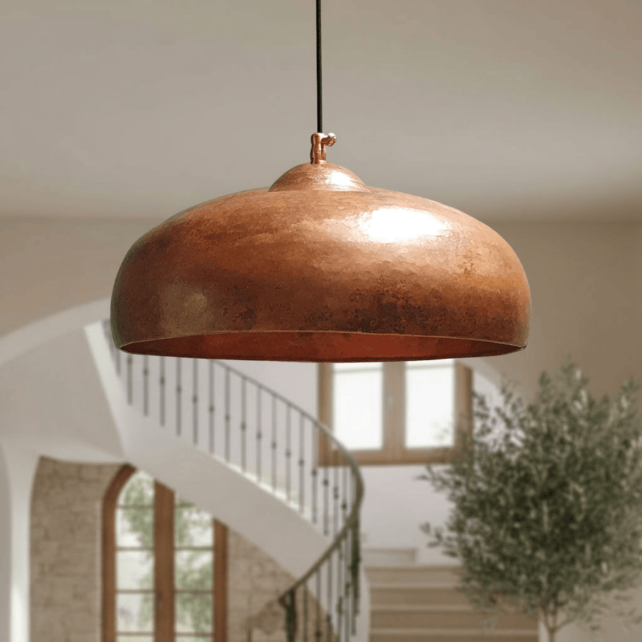 Rustic Copper Pendant Lights – Solid Dome Ceiling Fixtures