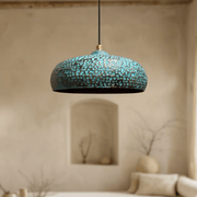 Blue Patina Brass Dome Pendant – Handcrafted Kitchen Fixture