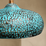 Blue Patina Brass Dome Pendant – Handcrafted Kitchen Fixture