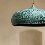 Blue Patina Brass Dome Pendant – Handcrafted Kitchen Fixture