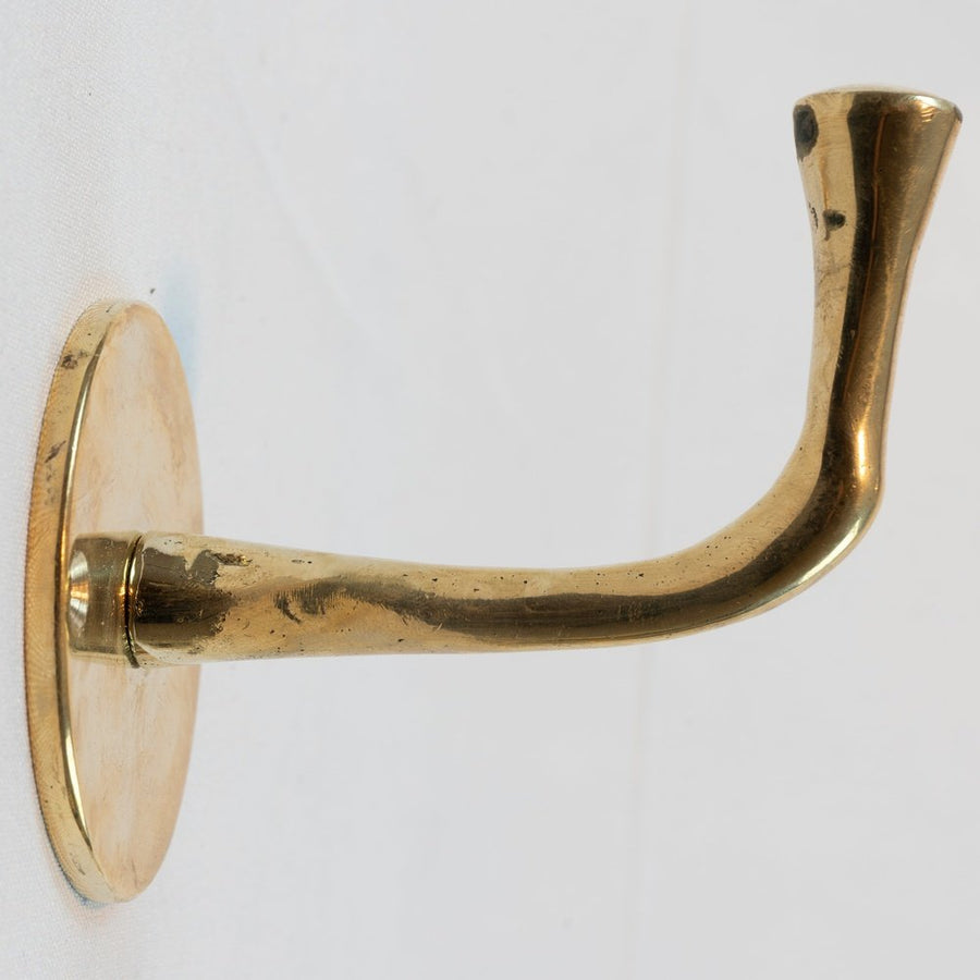 Set of 3 Unlacquered Brass Robe Hooks – Wall-Mounted