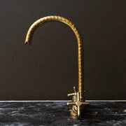 Unlacquered Brass Gooseneck Faucet – Single-Hole Lever Handle