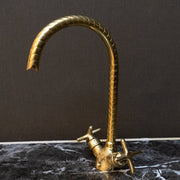 Unlacquered Brass Gooseneck Faucet – Single-Hole Lever Handle