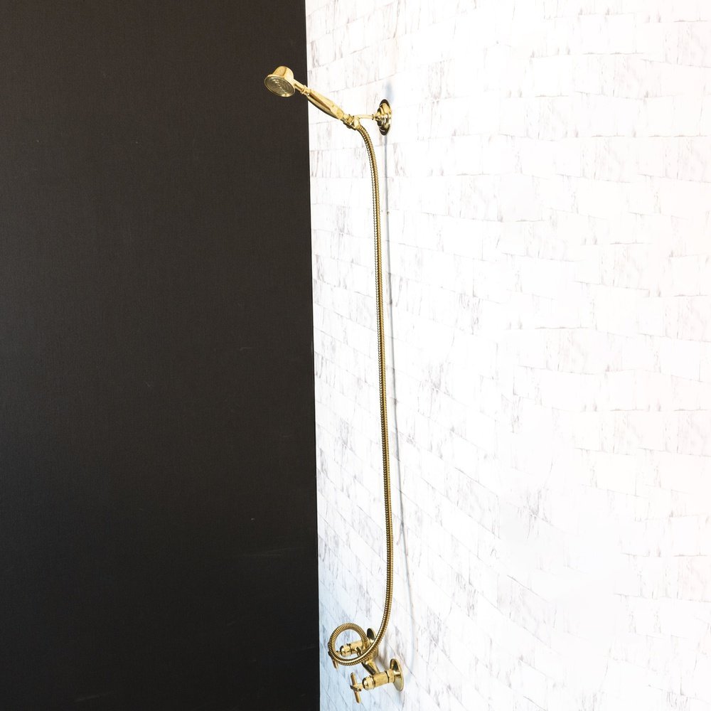 Solid Brass Shower System with Slide-Rail Handheld Sprayer