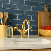Solid Brass Single-Hole Bathroom Faucet – Classic Cross Handles