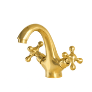 Solid Brass Single-Hole Bathroom Faucet – Classic Cross Handles
