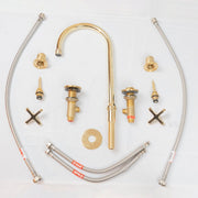 Unlacquered Brass Widespread Kitchen Faucet – Flared Bell Spout