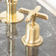 Unlacquered Brass Widespread Kitchen Faucet – Flared Bell Spout