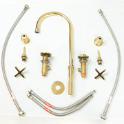 Unlacquered Brass Widespread Kitchen Faucet – Flared Bell Spout