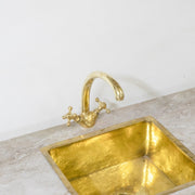 Unlacquered Brass Gooseneck Bathroom Faucet – Single Handle