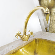 Unlacquered Brass Gooseneck Bathroom Faucet – Single Handle