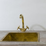 Unlacquered Brass Gooseneck Bathroom Faucet – Single Handle