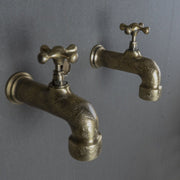 Engraved Unlacquered Brass Wall-Mounted Faucet – Heritage Design