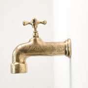 Engraved Unlacquered Brass Wall-Mounted Faucet – Heritage Design