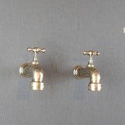 Engraved Unlacquered Brass Wall-Mounted Faucet – Heritage Design