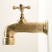 Engraved Unlacquered Brass Wall-Mounted Faucet – Heritage Design