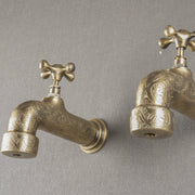 Engraved Unlacquered Brass Wall-Mounted Faucet – Heritage Design