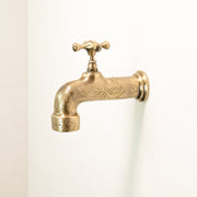 Engraved Unlacquered Brass Wall-Mounted Faucet – Heritage Design