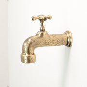 Engraved Unlacquered Brass Wall-Mounted Faucet – Heritage Design
