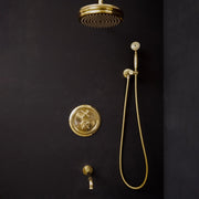 Unlacquered Brass Thermostatic Shower System – Rain Head & Handheld