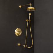 Unlacquered Brass Thermostatic Shower System – Rain Head & Handheld