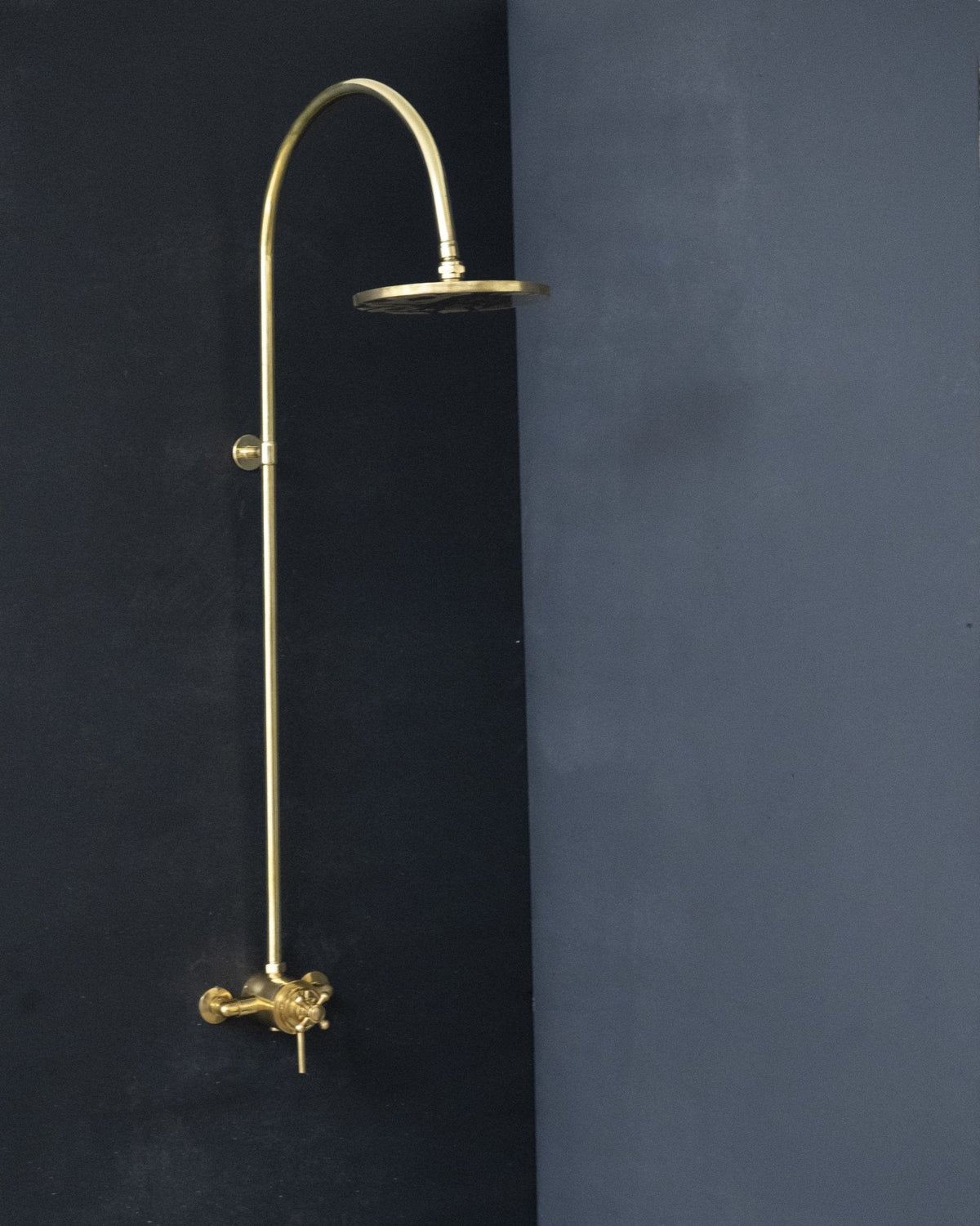 Unlacquered Brass Thermostatic Shower Valve – Dual Control Exposed