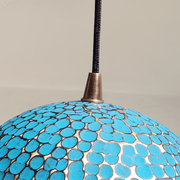Turquoise Patina Brass Dome Pendant – Rustic Kitchen Fixture