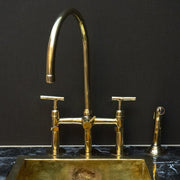 Unlacquered Brass 3-Hole Kitchen Bridge Faucet – Single Lever Stream
