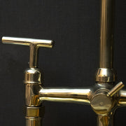 Unlacquered Brass 3-Hole Kitchen Bridge Faucet – Single Lever Stream