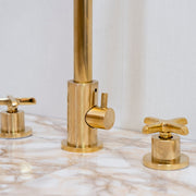 Unlacquered Brass 4-Hole Bathroom Faucet with Diverter